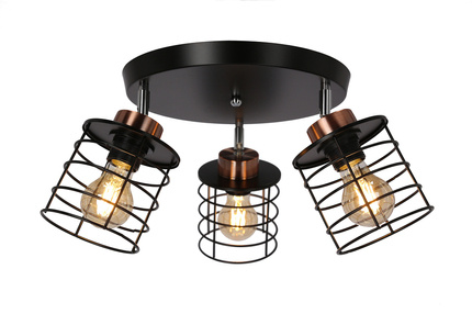 Ceiling lamp black/gold plate 3xE27 Glob 98-00392