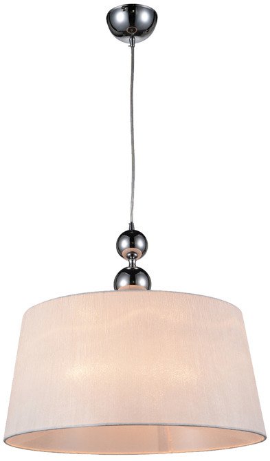 Chrome hanging lamp with a white fabric shade Clara Candellux 31-21601