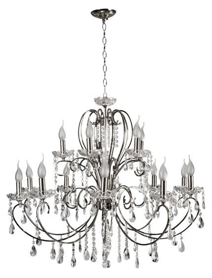 Chrome pendant lamp with crystals chandelier 15x40W Aurora Candellux 30-97586