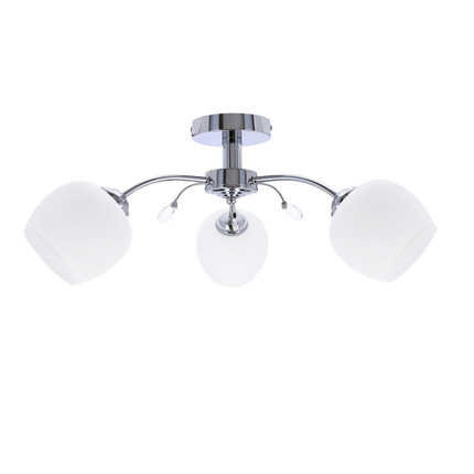 Estar ceiling lamp chrome E27 with white shade 33-09432