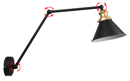 Fundo lamp sconce black+gold 1X40 E27 black shade 21-05908