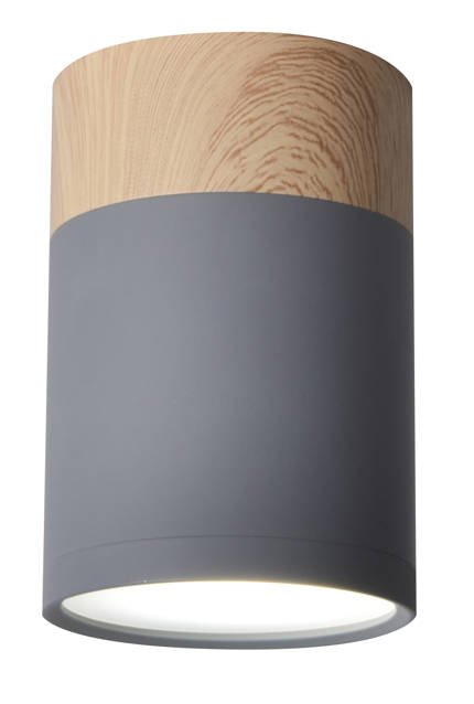 Gray and wooden ceiling lamp 1xGU10 6.8x10cm Tube 2284262