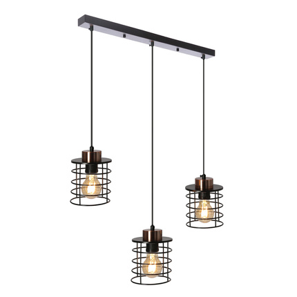 Hanging ceiling lamp black strip 3xE27 Glob 33-00378