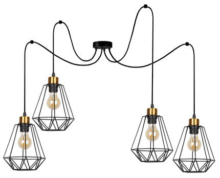 Hanging lamp black and gold 4 Primo P 34-00309