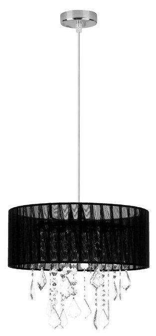 Hanging lamp black organza lampshade + Leda crystals 31-84316