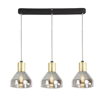 Hanging lamp gold glass 3xE14 70cm GREGORY