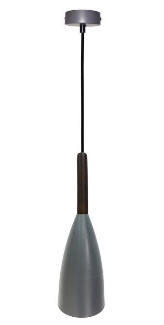 Hanging lamp gray metal / wood E27 Flen Ledea 50101262