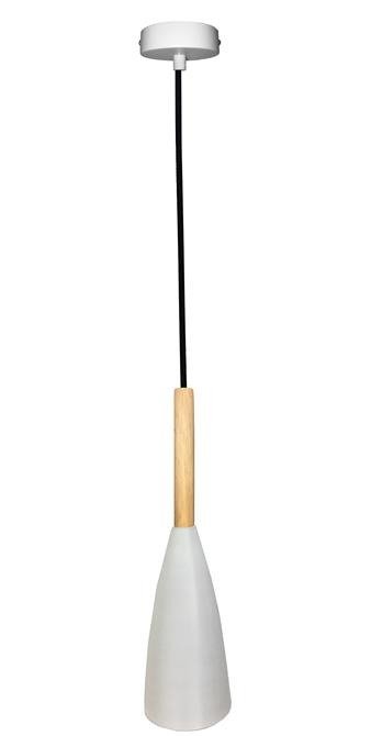 Hanging lamp white + wood Trosa Ledea 50101265