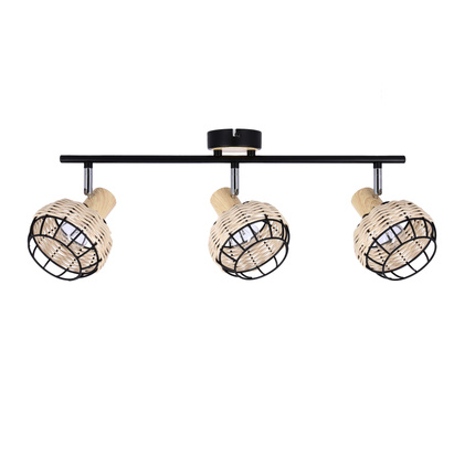 Tajga ceiling lamp black + wooden strip 3x40w e14 black + wooden lampshade