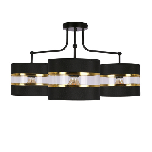 Andy hanging lamp black e27 Black+gold lampshade