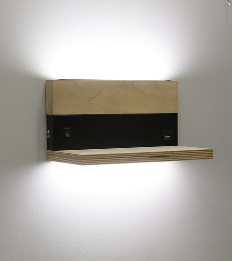 Anet lamp wooden + black wall lamp with a shelf 4000k