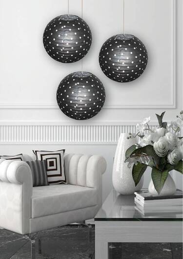 Black paper lampshade with dots ball 35cm Cocoon Candellux 70-94035