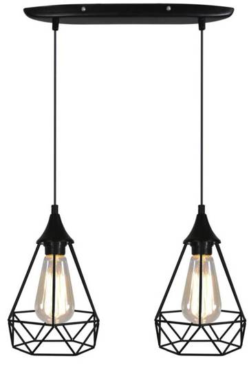 Black wire hanging ceiling lamp 2x60W Graf Candellux 32-62895