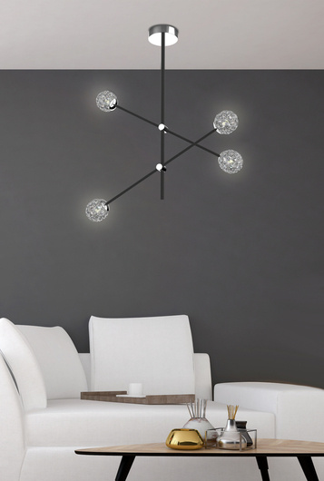 CEILING LAMP HANGING CANDELLUX APETI PAKSOS G9 LED BLACK