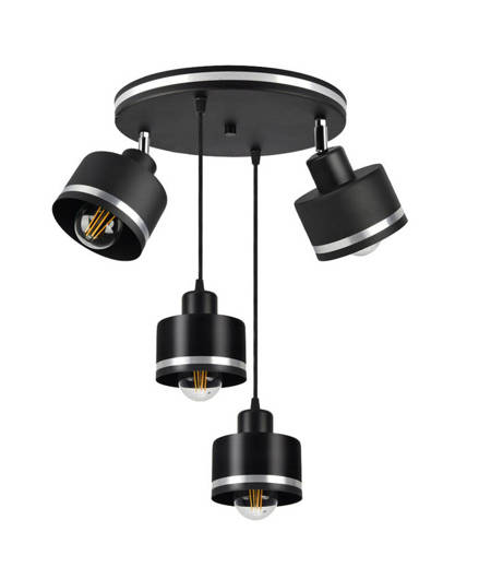 Ceiling hanging lamp black/chrome plate 4xE27 Wama 34-00507