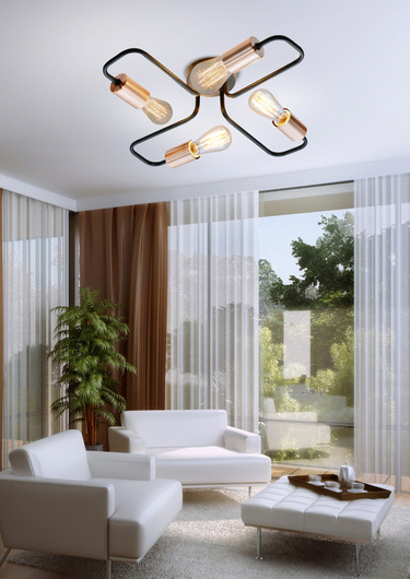 Ceiling lamp 4xE27 48cm black HERPE 34-66923