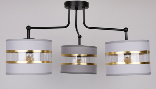 Ceiling lamp black 3xE27 white + gold lampshade Andy 33-00514