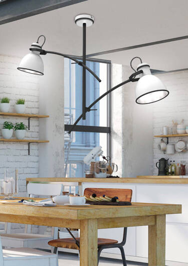 Ceiling lamp black and white adjustable 2x60W Zumba Candellux 32-72054