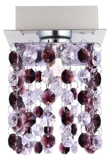 Ceiling lamp chrome / burgundy crystals G9 Classic 91-97043