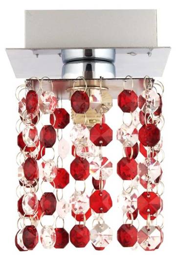 Ceiling lamp chrome / red G9 Classic crystals 91-59102