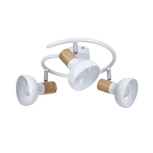 Ceiling lamp spiral metal white + wood 3E14 Puerto Candellux 98-62697