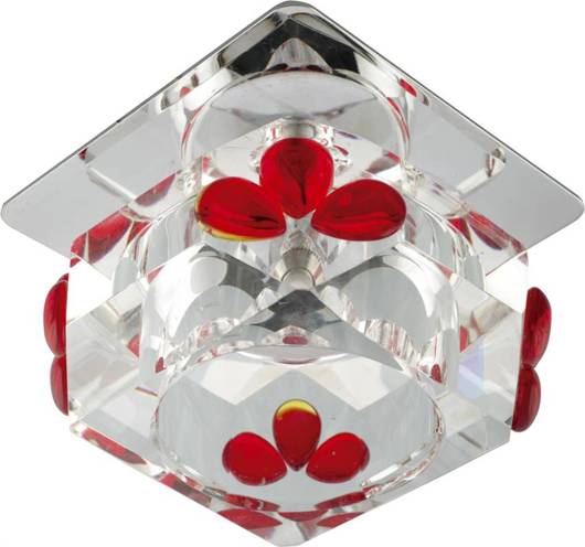 Ceiling luminaire Candellux G4 square crystal clear glass red 20W 