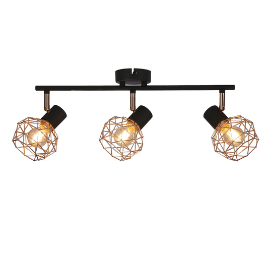 Ceiling wall lamp triple strip black copper shade Acrobat 93-22219