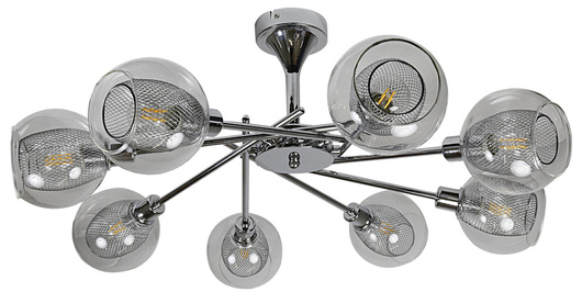 Chrome ceiling lamp with a basket glass shade 8x40W E14 Ozzo 38-72283 