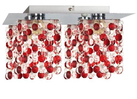Chrome/red ceiling lamp with crystals 4xG9 Classic 98-63161