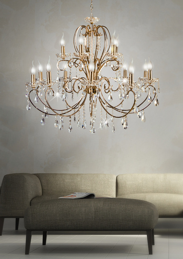 Crystal chandelier French gold 88cm 15xE14 AURORA 30-99801
