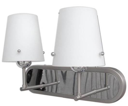 Double chrome/satin wall lamp with white glass shade 2x60W E27 Tango Candellux 22-57245 