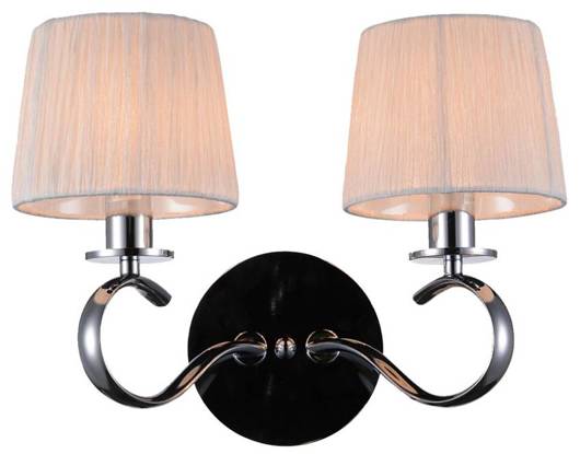 Double chrome wall lamp with white fabric shade Clara Candellux 22-21564