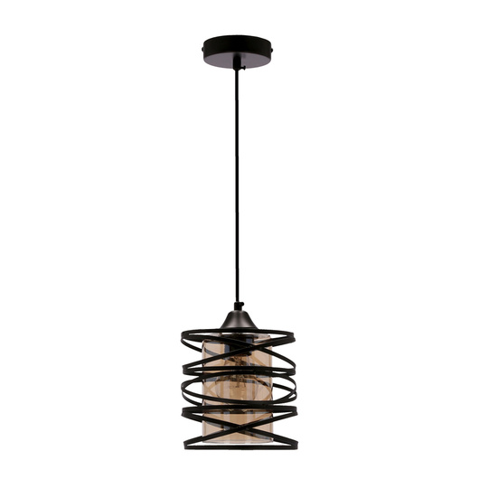 Eluna pendant lamp black E27 with amber shade 31-09548