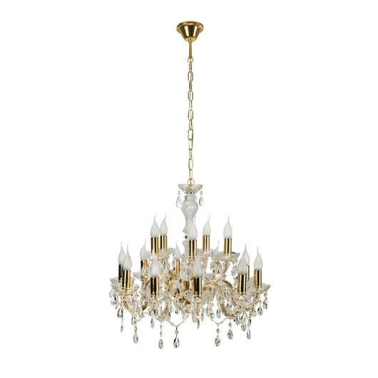 Gold chandelier with crystals 15xE14 Maria Teresa 30-95810