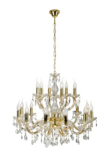 Gold chandelier with crystals 18xE14 Maria Teresa 30-94615