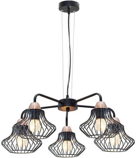 Hanging ceiling lamp 5x60W E27 black Alen 35-67043