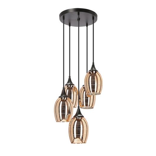 Hanging ceiling lamp black/copper 5 Marina 35-51639