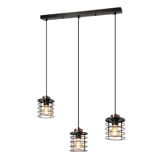 Hanging ceiling lamp black strip 3xE27 Glob 33-00378