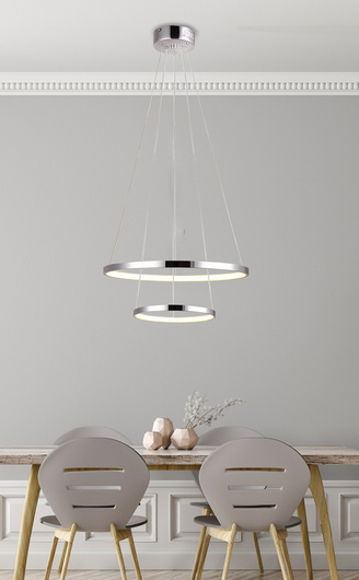 Hanging lamp LED 40W round 50cm chrome LUNE 32-64769