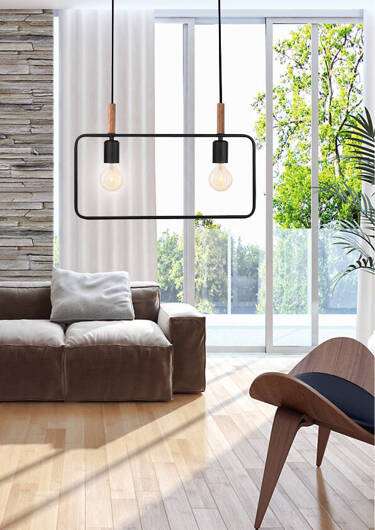 Hanging lamp black adjustable height 2x60W E27 Frame 32-73518