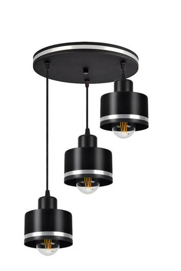 Hanging lamp black/chrome plate 3xE27 Wama 33-00484