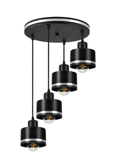 Hanging lamp black/chrome plate 4xE27 Wama 34-00491