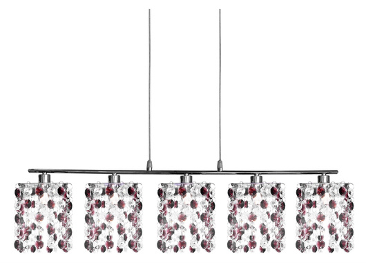 Hanging lamp burgundy + crystals 5xG9 Classic 35-97029