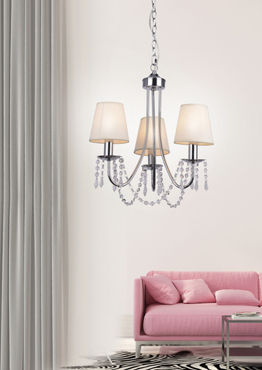 Hanging lamp chrome / beige chandelier 3x40W Ruti Candellux 33-58713