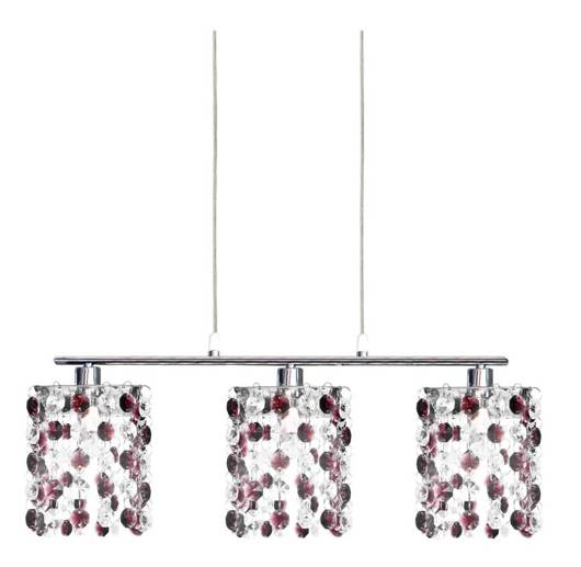 Hanging lamp chrome / burgundy crystals 3xG9 Classic 33-97012