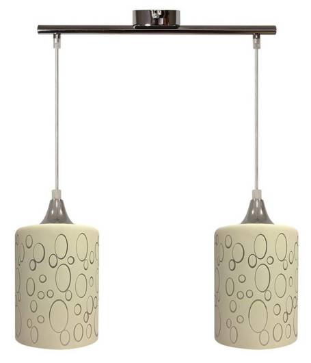 Hanging lamp chrome + glass cream shade 2x40W Sand Candellux 32-57761