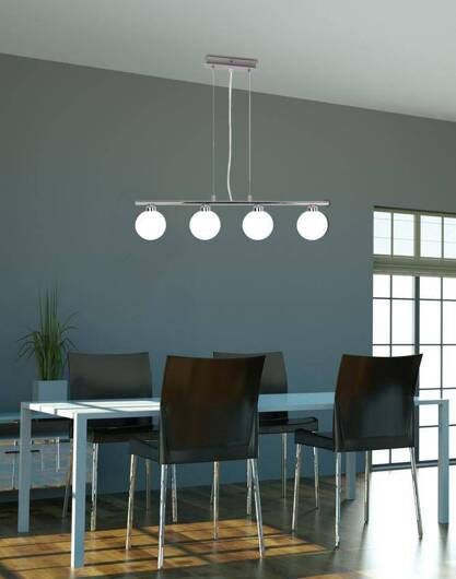 Hanging lamp chrome / white ball 4 RAISA 34-01399