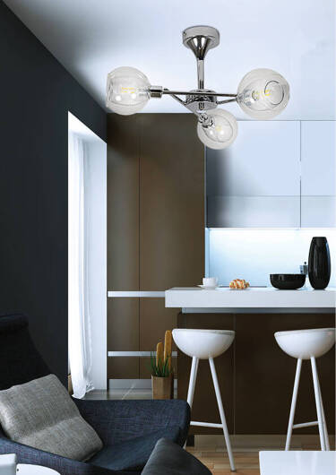 Hanging lamp colorless with a chrome basket Ozzo 33-72214