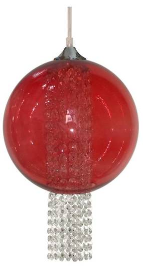 Hanging lamp red 1xE27 50cm ALLANI 31-26699 WITH CRYSTALS