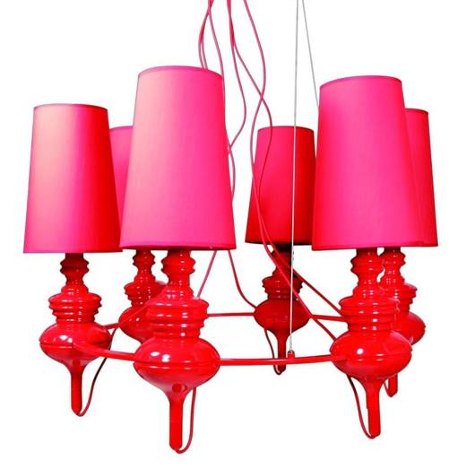 Hanging lamp red adjustable chandelier 6xE14 Decoria Candellux 36-30583